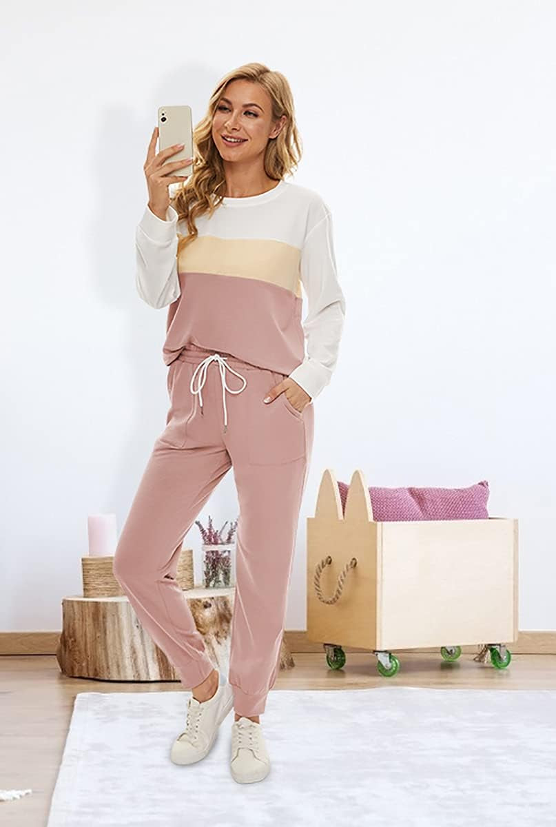 Two Piece Long Sleeve Pullover Tops and Pants Sweatsuits