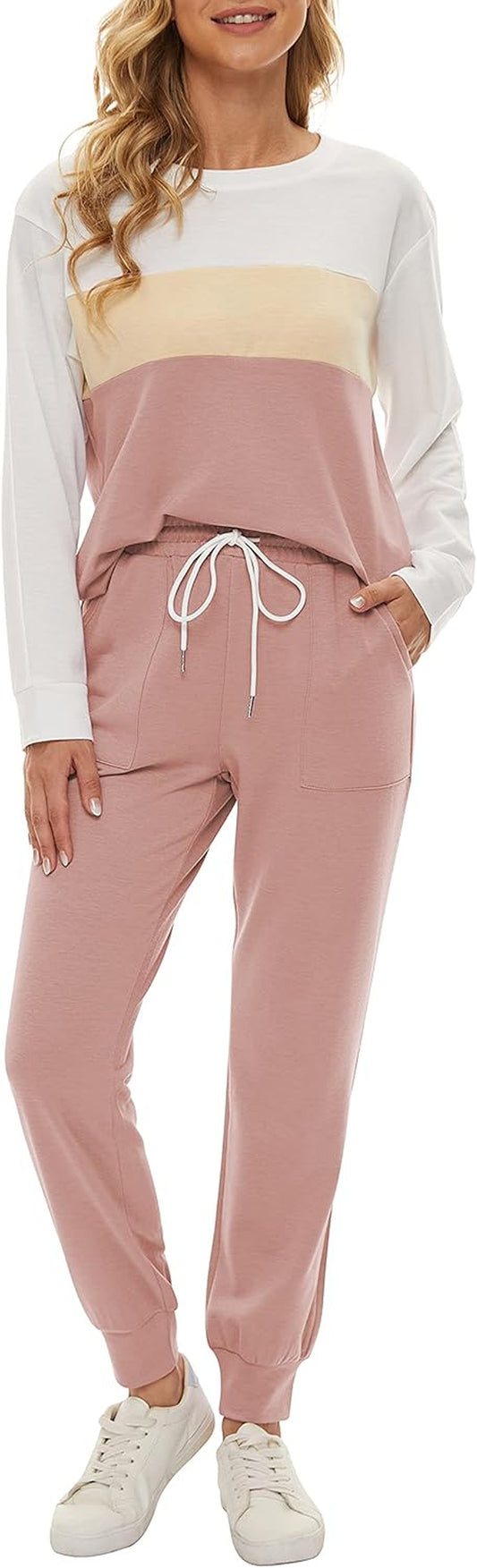 Two Piece Long Sleeve Pullover Tops and Pants Sweatsuits 